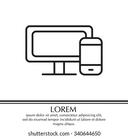 Monitor and phone, icon