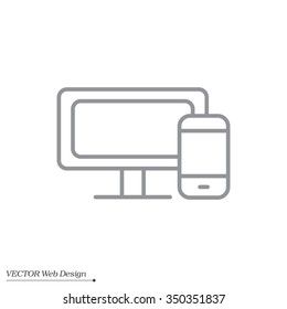 Monitor and phone, icon