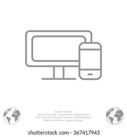 Monitor and phone, icon