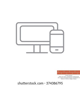 Monitor and phone, icon