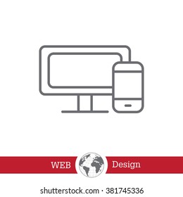 Monitor and phone, icon