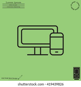 Monitor and phone, icon