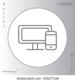 Monitor and phone, icon