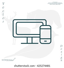 Monitor and phone, icon