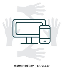 Monitor and phone, icon
