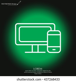 Monitor and phone, icon