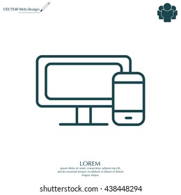 Monitor and phone, icon