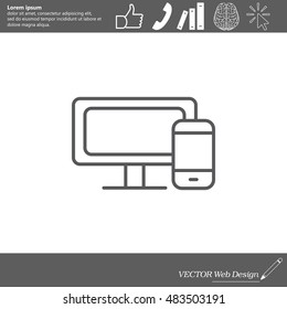 Monitor and phone, icon