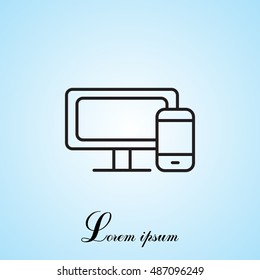 Monitor and phone, icon