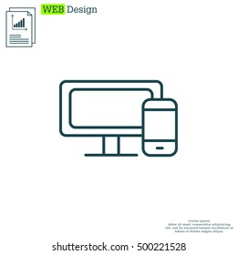 Monitor and phone, icon