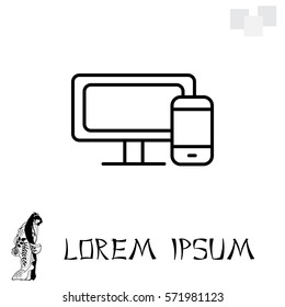 Monitor and phone, icon