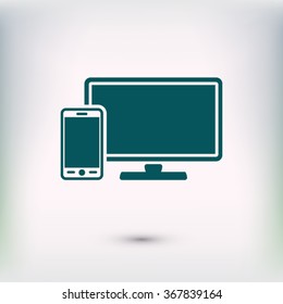 Monitor and  phone, icon. One of set web icons