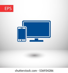Monitor and  phone, icon. One of set web icons