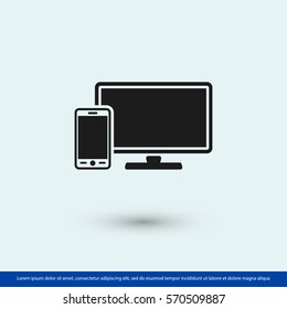 Monitor and  phone, icon. One of set web icons