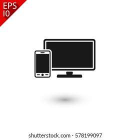 Monitor and  phone, icon. One of set web icons