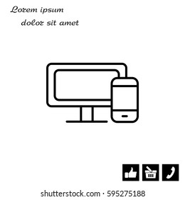 Monitor and phone icon. vector illustration