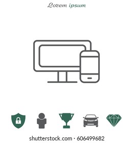 Monitor and phone icon. vector illustration