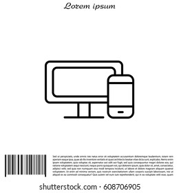 Monitor and phone icon. vector illustration