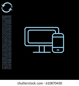 Monitor and phone icon. vector illustration