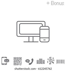 Monitor and phone icon. vector illustration