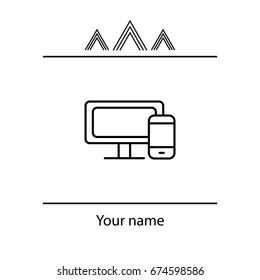 Monitor and phone icon. vector illustration