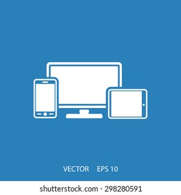 Monitor, phone, tablet  icon. One of set web icons
