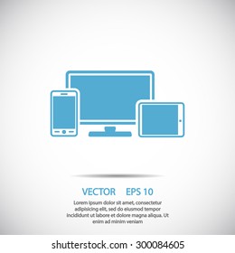 Monitor, phone, tablet  icon. One of set web icons