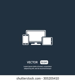 Monitor, phone, tablet  icon. One of set web icons