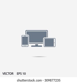 Monitor, phone, tablet  icon. One of set web icons
