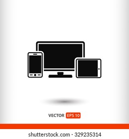 Monitor, phone, tablet  icon. One of set web icons