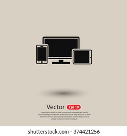 Monitor, phone, tablet  icon. One of set web icons