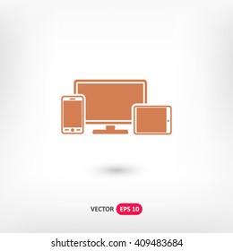 Monitor, phone, tablet  icon. One of set web icons