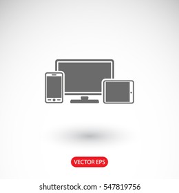 Monitor, teléfono, icono de tableta. Uno de los iconos web establecidos