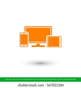 Monitor, phone, tablet  icon. One of set web icons