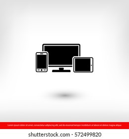 Monitor, phone, tablet  icon. One of set web icons