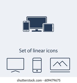 Monitor, phone, tablet  icon. One of set web icons