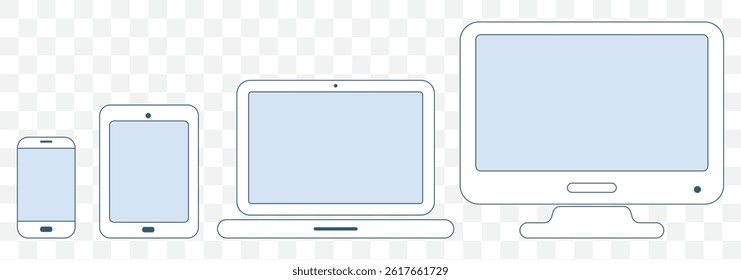 Monitor, phone, and tablet icon template on Transparent Background. EPS 10.
