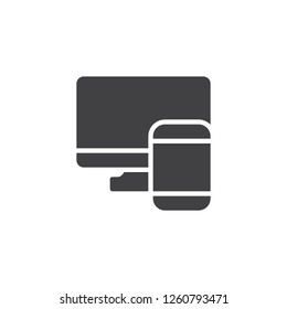 Monitor and phone vector icon. filled flat sign for mobile concept and web design. Tablet and TV simple solid icon. Symbol, logo illustration. Pixel perfect vector graphics