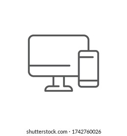 Monitor and phone vector icon symbol mockup isolated on white background