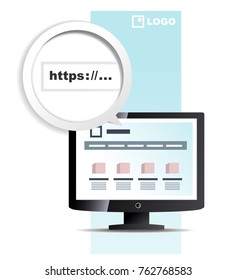 monitor and place for information brochure . Vector illustration EPS8