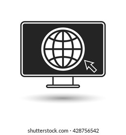 To monitor the planet icon. To monitor the planet symbol. Internet icon. Vector illustration.