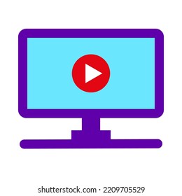 icono de reproducción de monitor. Comunicación por Internet. Negocios digitales. Ilustración vectorial. Imagen de archivo.