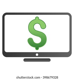 Monitor Price vector toolbar icon for software design. Style is a gradient icon symbol on a white background.