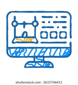 monitor with printer settings doodle icon sketch vector. monitor with printer settings sign. isolated symbol illustration