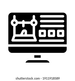 monitor with printer settings glyph icon vector. monitor with printer settings sign. isolated contour symbol black illustration