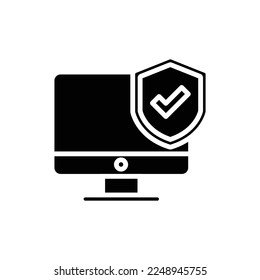 Monitor Protection Filled Icon Vector Illustration