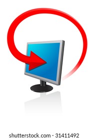 The monitor with red arrow. A vector. Without mesh.