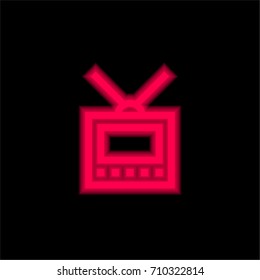 Monitor red glowing neon ui ux icon. Glowing sign logo vector