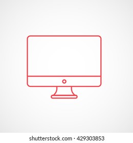Monitor Red Icon On White Background