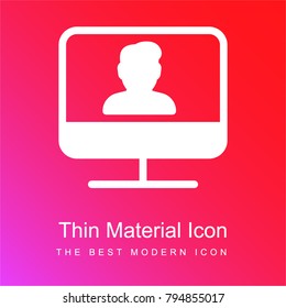 Monitor red and pink gradient material white icon minimal design